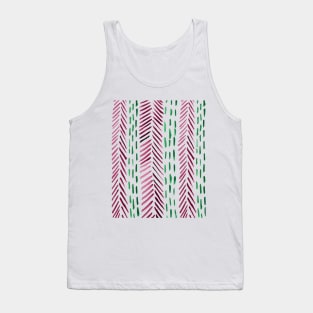 Abstract herringbone pattern - pink and green Tank Top